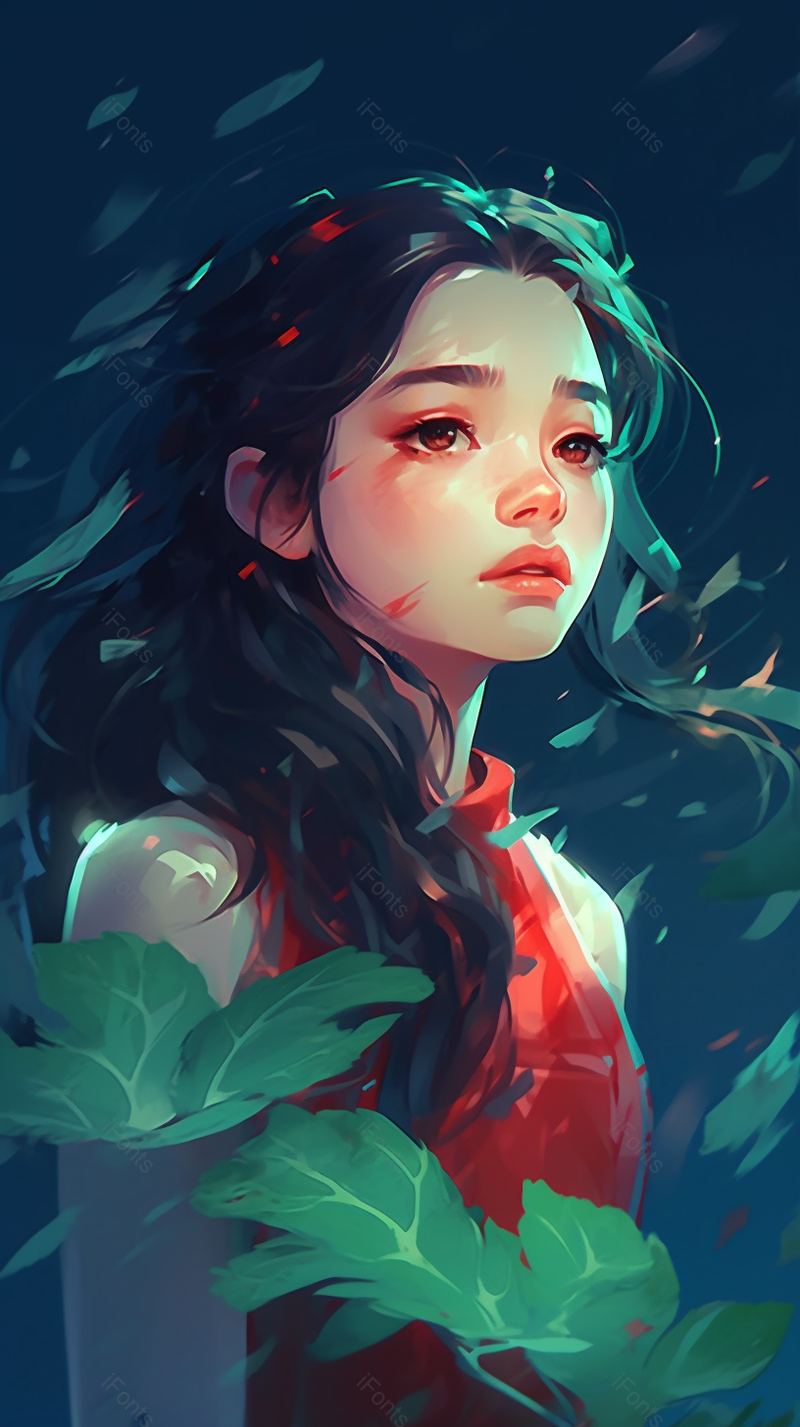 夜间红衣女孩观望着风景创意儿童插画设计背景,插画/手绘图,插画/手绘图库,插画/手绘图下载,插画/手绘